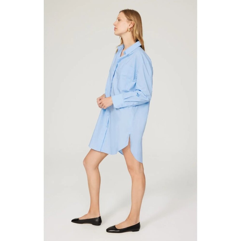 English Factory Classic Collared Shirt Dress in Blue